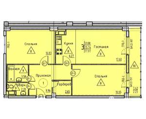 3-к квартира, строящийся дом, 78м2, 3/18 этаж