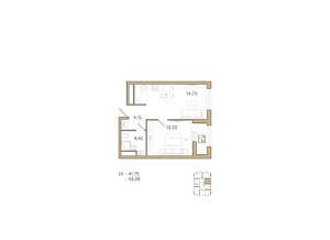 1-к квартира, вторичка, 43м2, 17/18 этаж