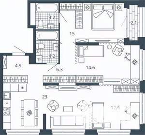 3-к квартира, вторичка, 87м2, 15/24 этаж