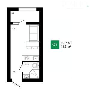 1-к квартира, вторичка, 20м2, 7/17 этаж