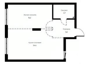1-к квартира, вторичка, 51м2, 2/23 этаж