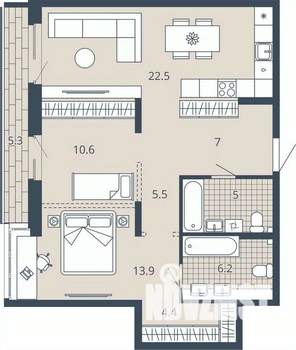 2-к квартира, вторичка, 80м2, 4/23 этаж