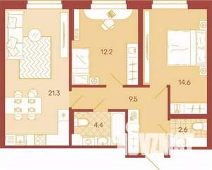 3-к квартира, вторичка, 65м2, 3/17 этаж