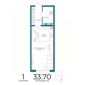 1-к квартира, вторичка, 34м2, 4/17 этаж