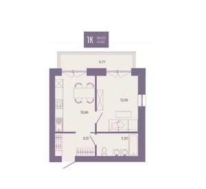 1-к квартира, вторичка, 42м2, 13/17 этаж