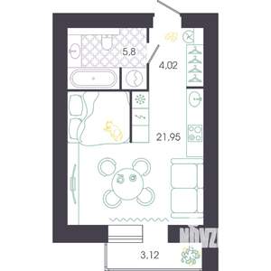 Студия квартира, вторичка, 33м2, 6/16 этаж