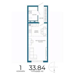 1-к квартира, вторичка, 34м2, 11/17 этаж