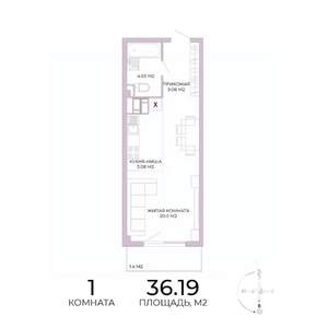 1-к квартира, строящийся дом, 36м2, 11/17 этаж