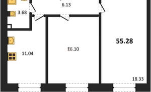 2-к квартира, вторичка, 55м2, 2/4 этаж
