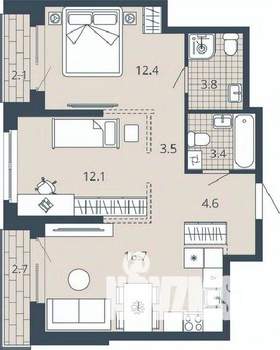 2-к квартира, вторичка, 61м2, 20/23 этаж