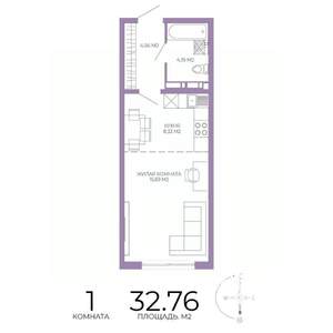 1-к квартира, строящийся дом, 33м2, 2/17 этаж