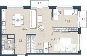 2-к квартира, вторичка, 70м2, 19/23 этаж