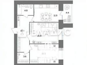 2-к квартира, вторичка, 70м2, 10/17 этаж