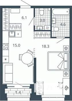 1-к квартира, вторичка, 47м2, 20/23 этаж