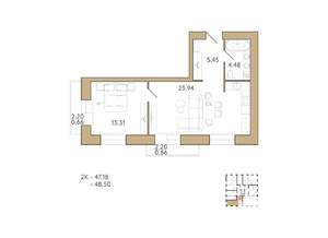 1-к квартира, вторичка, 49м2, 7/18 этаж