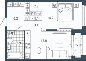 1-к квартира, вторичка, 50м2, 8/23 этаж
