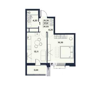 1-к квартира, вторичка, 42м2, 15/17 этаж