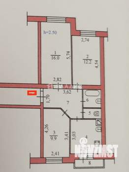 3-к квартира, вторичка, 59м2, 1/5 этаж