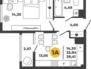 1-к квартира, вторичка, 37м2, 10/22 этаж
