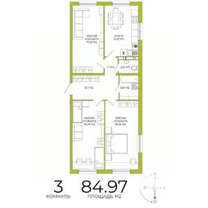 3-к квартира, строящийся дом, 85м2, 8/18 этаж