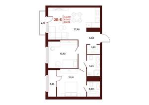 2-к квартира, вторичка, 68м2, 12/18 этаж