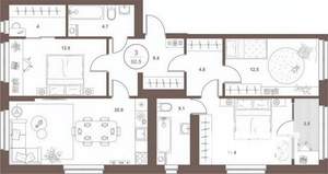 3-к квартира, вторичка, 93м2, 15/16 этаж