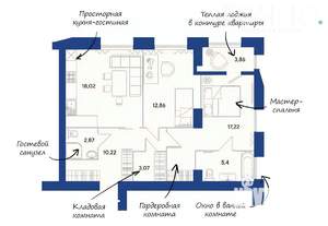 2-к квартира, вторичка, 74м2, 2/17 этаж
