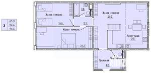 3-к квартира, строящийся дом, 95м2, 3/18 этаж