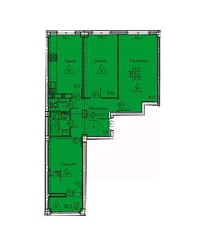 3-к квартира, строящийся дом, 75м2, 2/18 этаж
