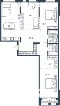 3-к квартира, вторичка, 108м2, 7/24 этаж