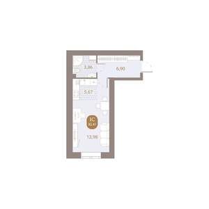 Студия квартира, вторичка, 30м2, 2/4 этаж