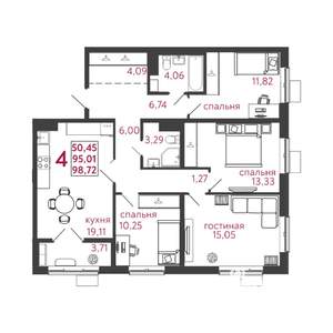 4-к квартира, вторичка, 99м2, 8/12 этаж