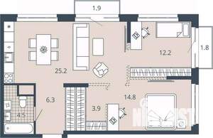 2-к квартира, вторичка, 71м2, 7/23 этаж