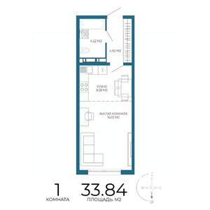 1-к квартира, вторичка, 34м2, 16/17 этаж