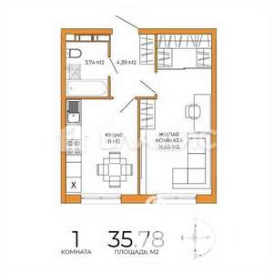 1-к квартира, вторичка, 35м2, 9/18 этаж