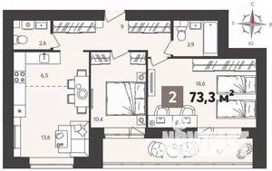 2-к квартира, вторичка, 73м2, 14/14 этаж