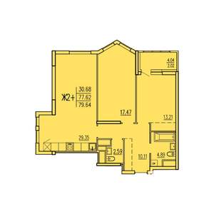 2-к квартира, вторичка, 80м2, 16/17 этаж