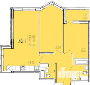 2-к квартира, сданный дом, 79м2, 2/18 этаж