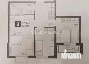 3-к квартира, вторичка, 54м2, 12/16 этаж