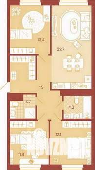 3-к квартира, вторичка, 83м2, 9/17 этаж