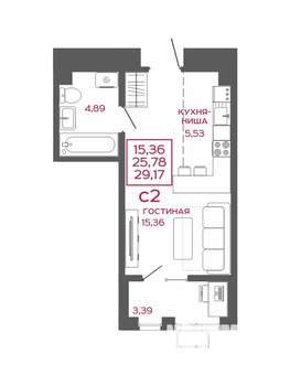 1-к квартира, вторичка, 29м2, 12/16 этаж