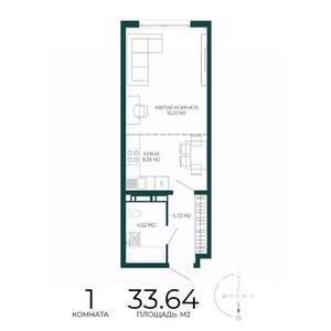 1-к квартира, вторичка, 34м2, 15/17 этаж