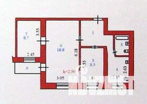 3-к квартира, вторичка, 55м2, 8/9 этаж