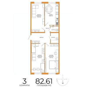 3-к квартира, строящийся дом, 83м2, 4/18 этаж