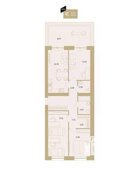 4-к квартира, вторичка, 98м2, 1/17 этаж