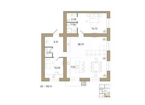 2-к квартира, строящийся дом, 90м2, 11/12 этаж