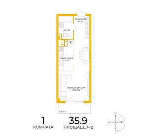 1-к квартира, вторичка, 36м2, 14/17 этаж