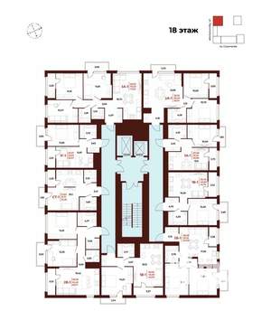 2-к квартира, строящийся дом, 56м2, 18/18 этаж