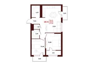 2-к квартира, вторичка, 68м2, 15/18 этаж