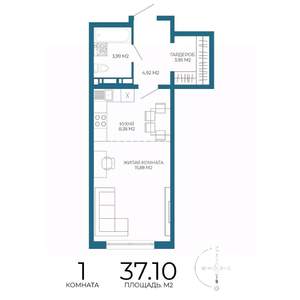1-к квартира, вторичка, 37м2, 4/17 этаж